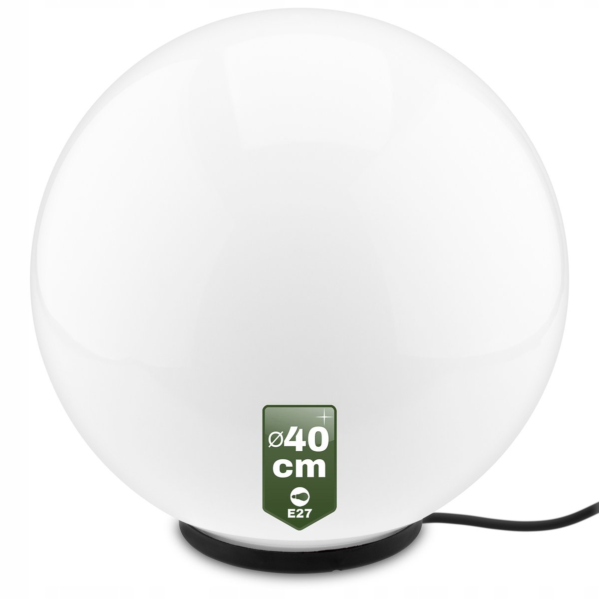 Lampa Ogrodowa KULA BIAŁA 40CM NAZIEMNA do LED E27 ZEWNĘTRZNA IP65 UV