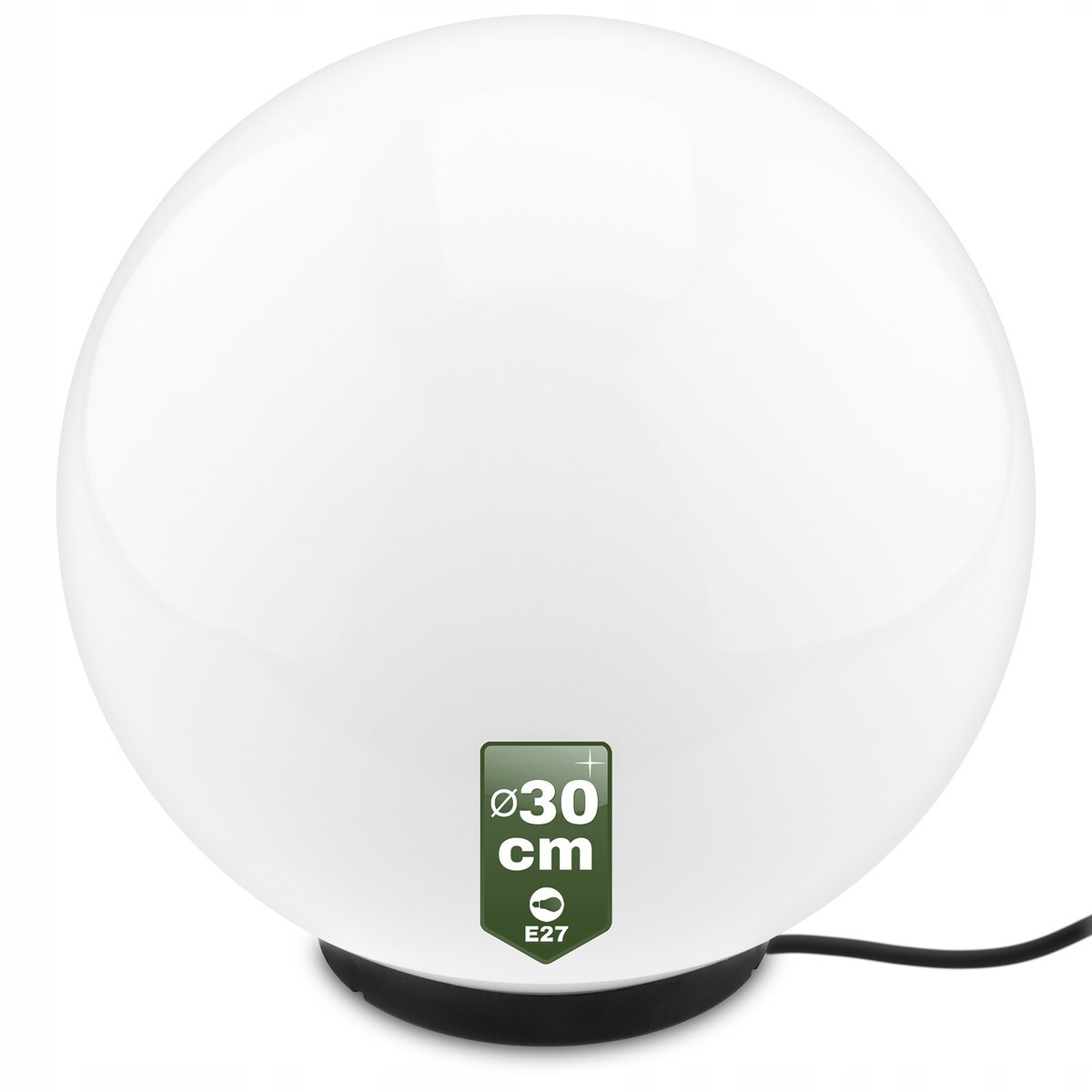 Lampa Ogrodowa KULA BIAŁA 30CM NAZIEMNA do LED E27 ZEWNĘTRZNA IP65 UV