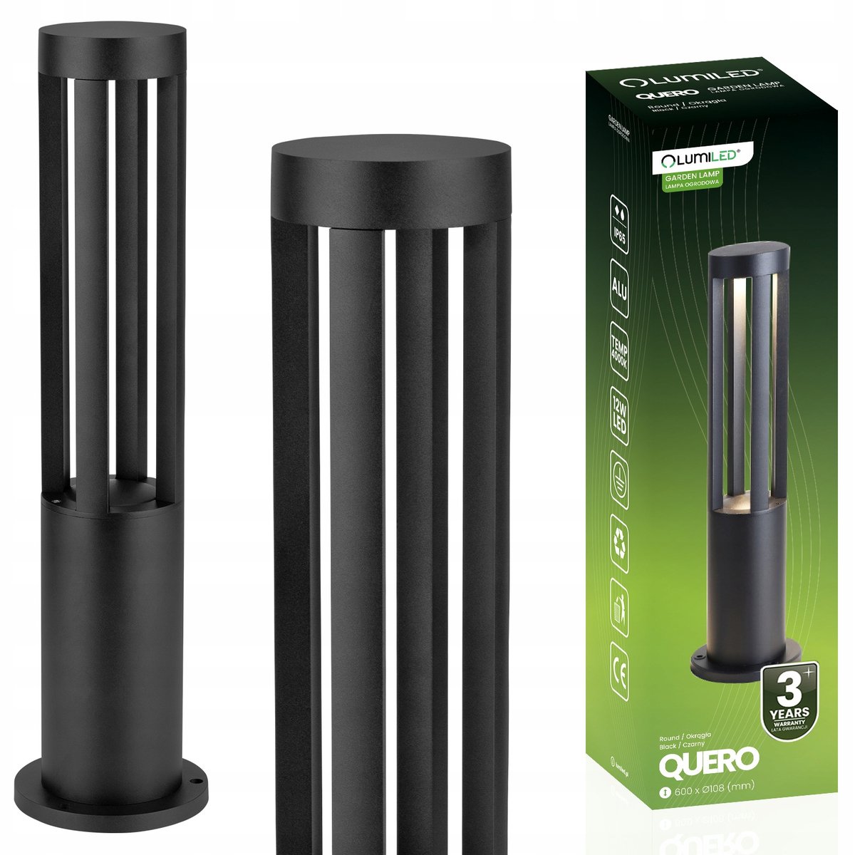 Lampa Ogrodowa LED Zewnętrzna Stojąca SŁUPEK 60cm 12W 4000K IP65 PREMIUM