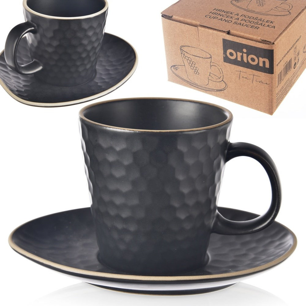Filiżanka ze spodkiem do kawy espresso ceramiczna czarna TEA TIME 95 ml