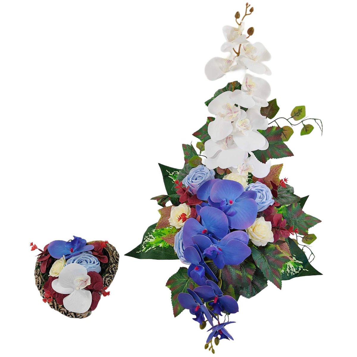 Komplet na grób G80009-2 Stroik na cmentarz+bukiet