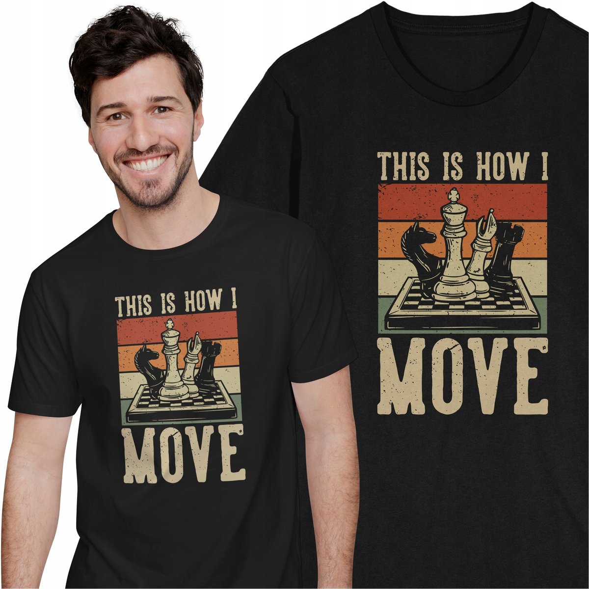 Koszulka dla Szachisty Figury Szachowe Sport Szachy Skoczek Wieża Goniec