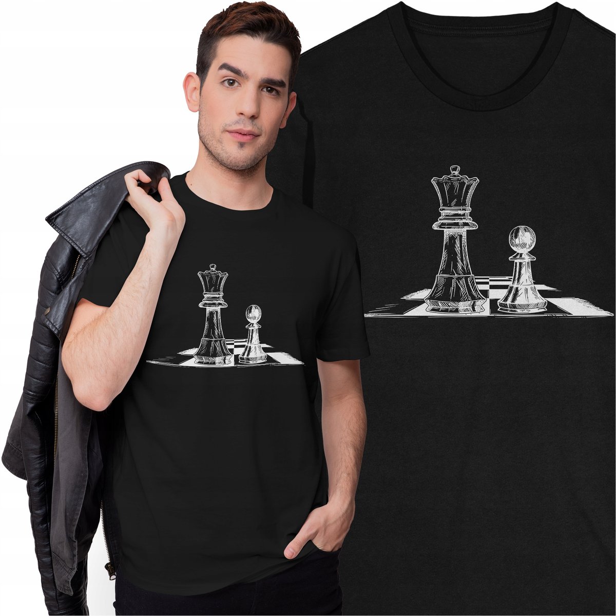 Koszulka dla Szachisty Figury Szachowe Sport Szachy Hetman Pion Chess