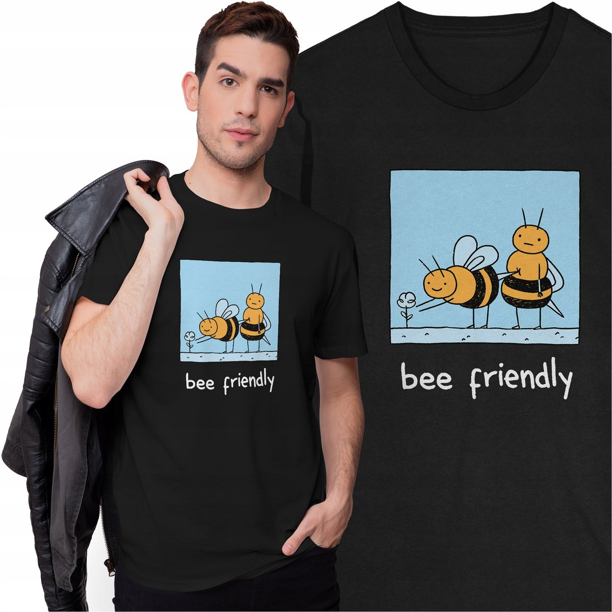 Koszulka Dla Pszczelarza Bee Friendly Pszczoła Miód Pasieka Zwierzęta
