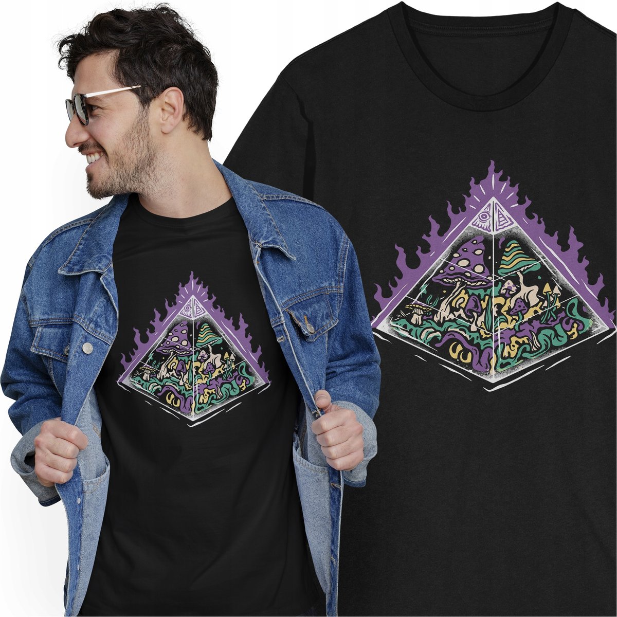 Koszulka Grzybki Halucynki Piramida Żywieniowa Psylocybki Grzyby