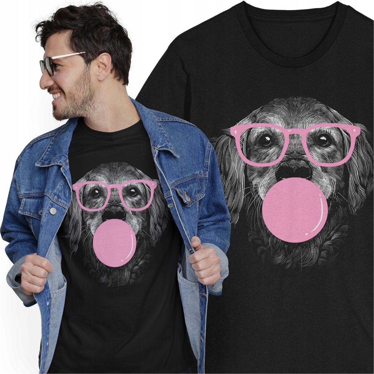 Koszulka Pies Zwierzęta Pet T-shirt Psem Pieskiem Okulary Przeciwsłoneczne