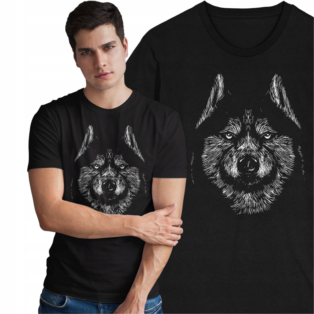 Koszulka Pies Husky Syberyjski Zwierzęta Pet T-shirt z Psem Pieskiem