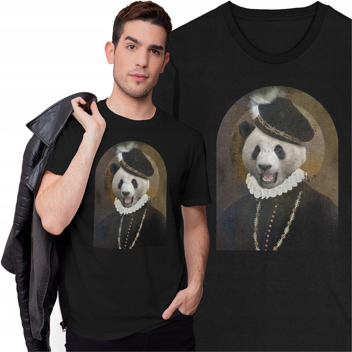 Koszulka Panda Wielka Niedźwiedź Bambusowy Obraz Zwierzęta Natura