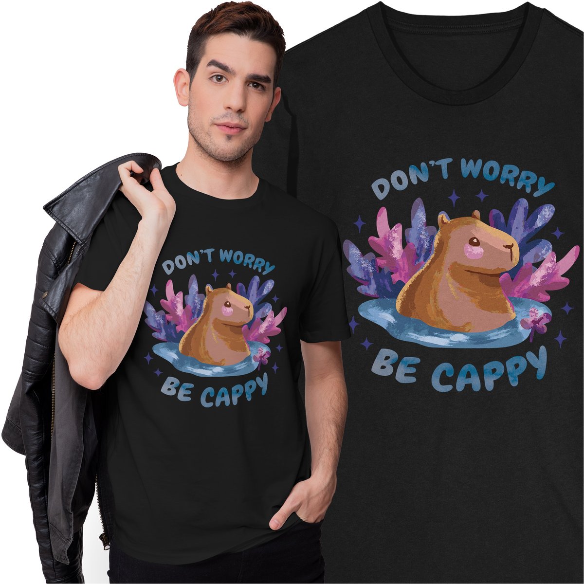 Koszulka Don't Worry Be Cappy Kapibara Kapibary Capybara Zwierzęta