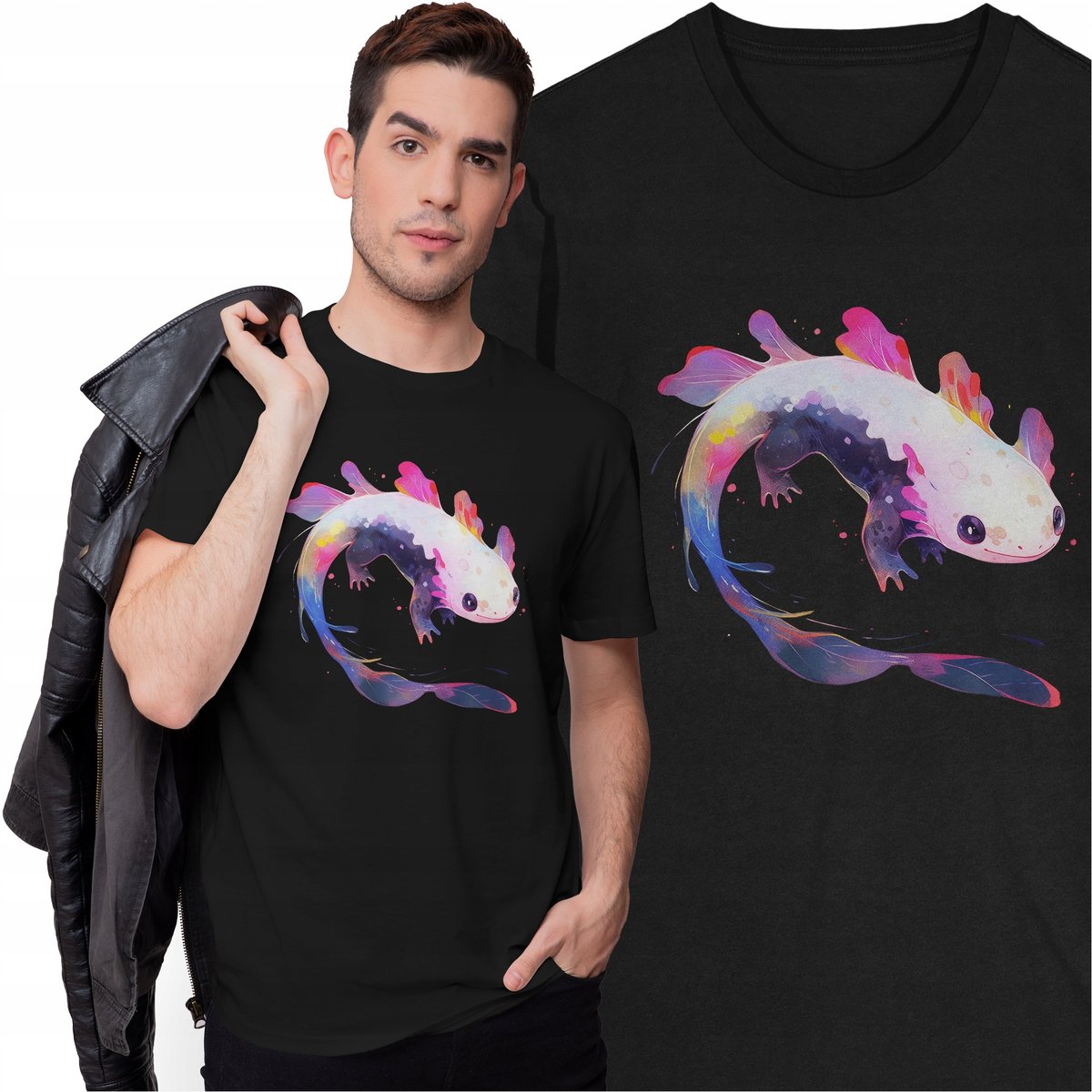Koszulka Kolorowy Axolotl Aksalot Salamandra Meksykańska Zwierzęta