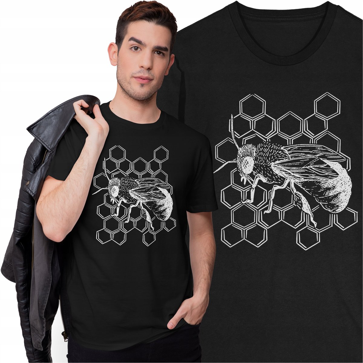 Koszulka Dla Pszczelarza Bee Realistic Pszczoła Miód Pasieka Zwierzęta