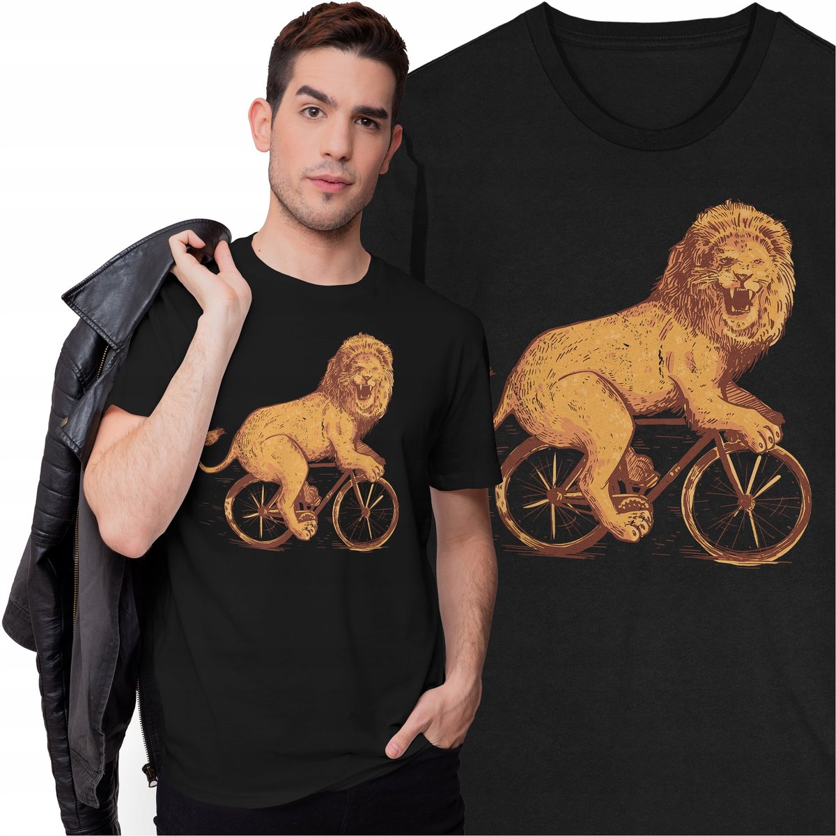 Koszulka Dla Rowerzysty Kolarza Rowerzysta Rower Lew Sport Zwierzęta
