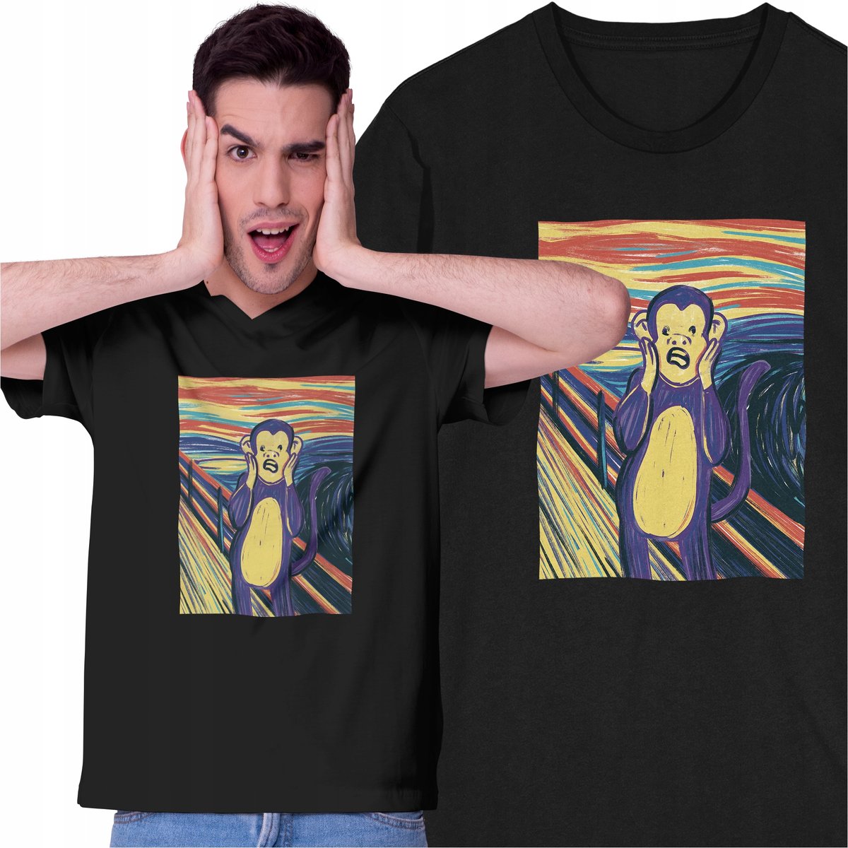 Koszulka Obraz Krzyk Małpa Goryl Zwierzęta Dżungla Edvard Munch