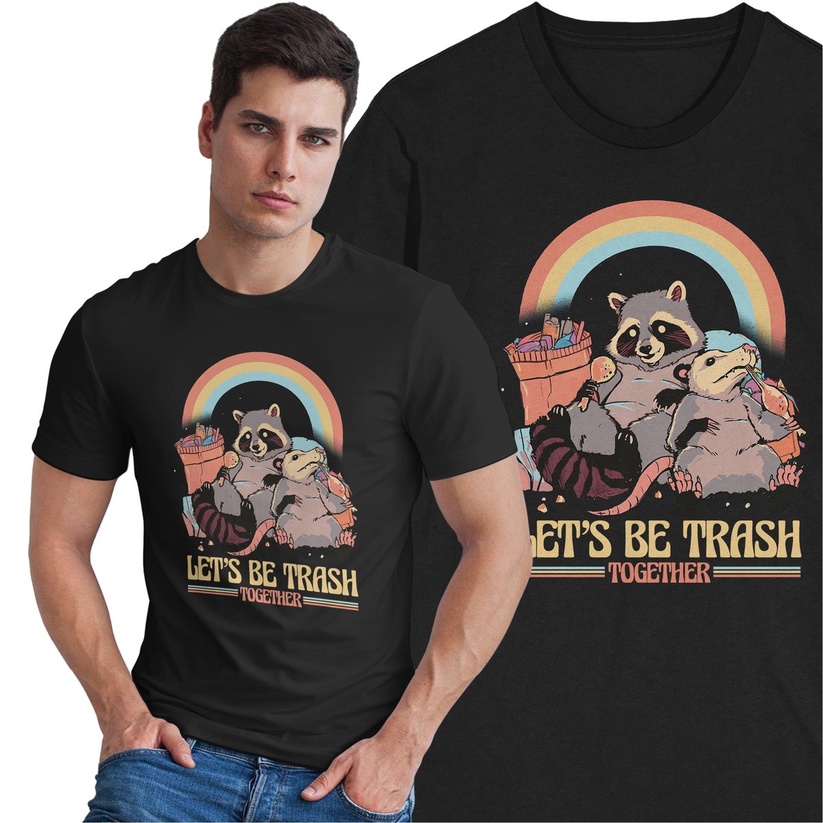 Koszulka Let's Be Trash Together Szop Pracz Szczur Śmietnik