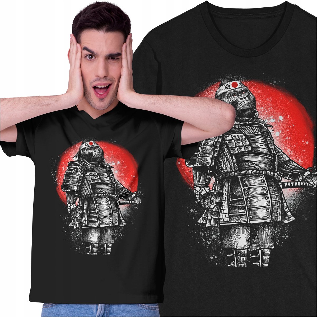 Koszulka King Kong Samuraj Wojownik Ronin Japonia Goryl Zwierzęta