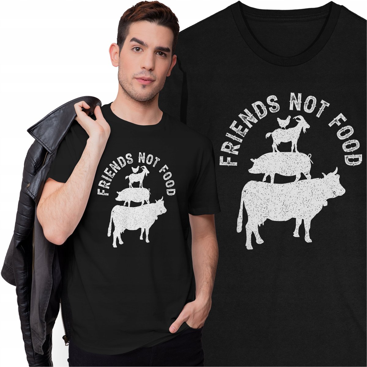 Koszulka dla Wegetarian Wegan Wegetarianizm Zwierzęta Przyjaciele Vege