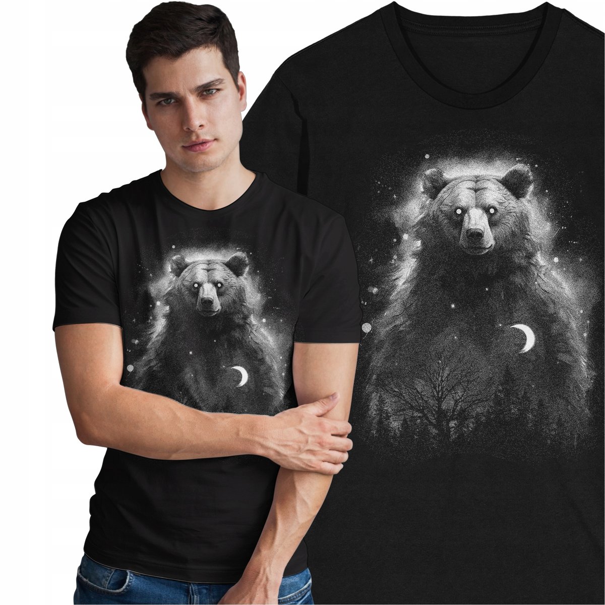 Koszulka Niedźwiedź Miś Zwierzęta Kosmos Galaktyka Las Misiek Księżyc