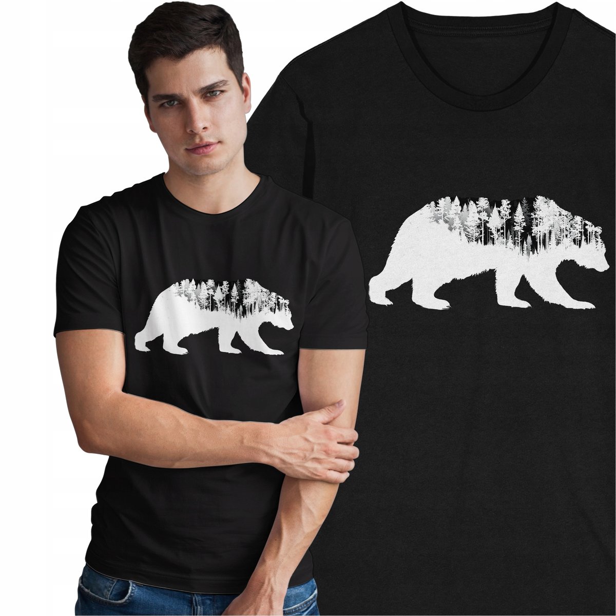 Koszulka Niedźwiedź Miś Zwierzęta Natura Środowisko Misiek Las Drzewa