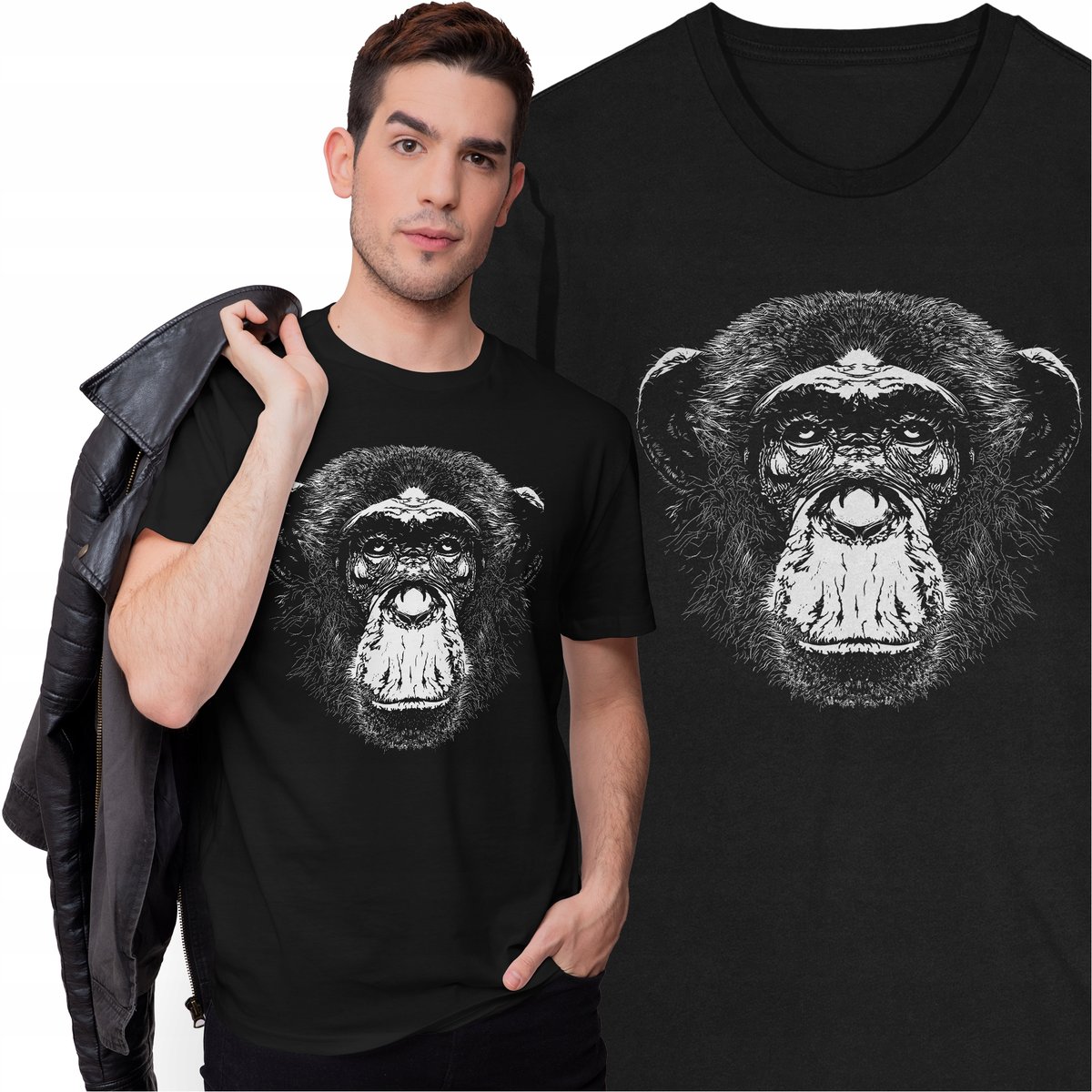 Koszulka Małpa Goryl Zwierzęta Natura Środowisko Las Dżungla Księżyc Zoo