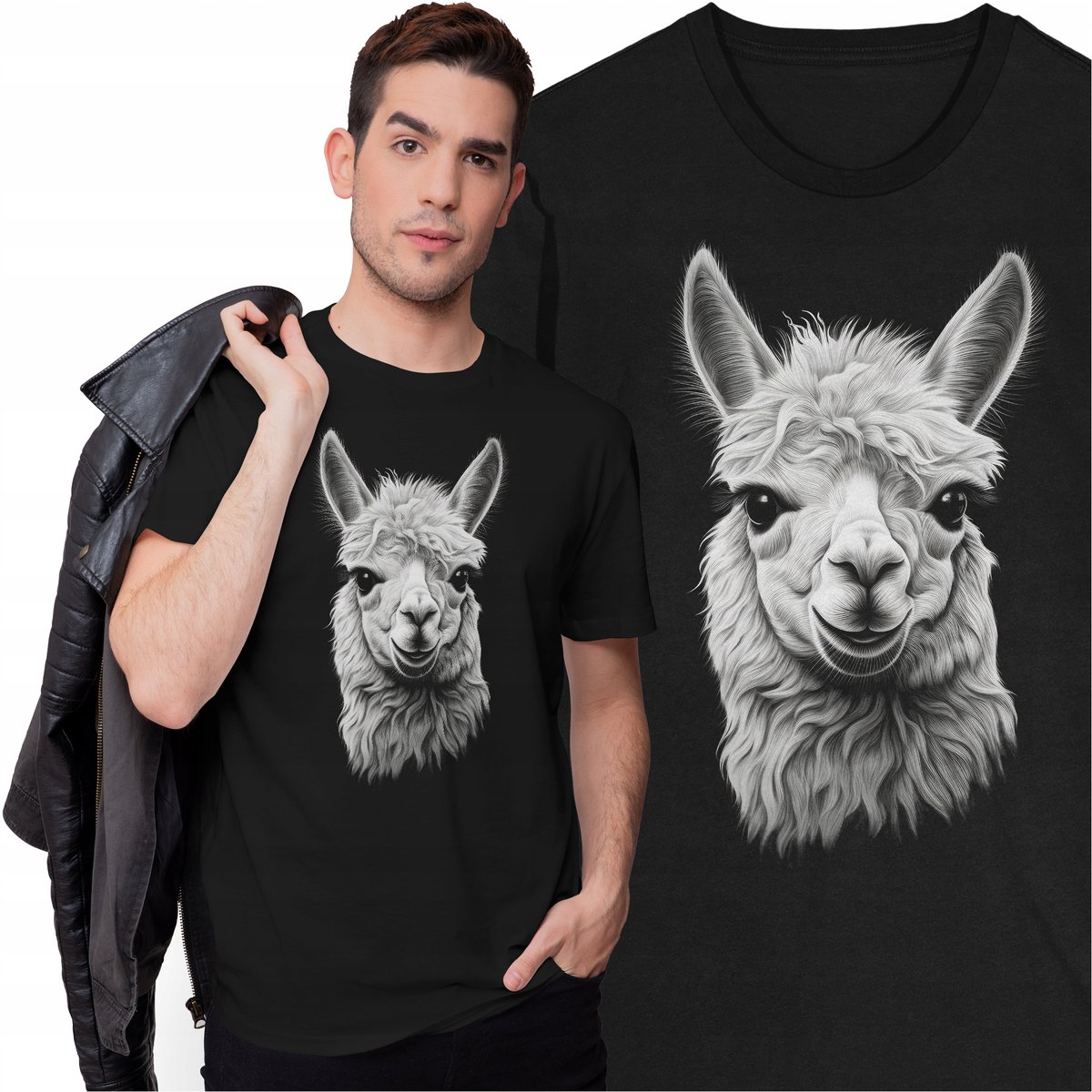 Koszulka Lama Zwierzęta T-shirt z Lamą Śmieszny Prezent