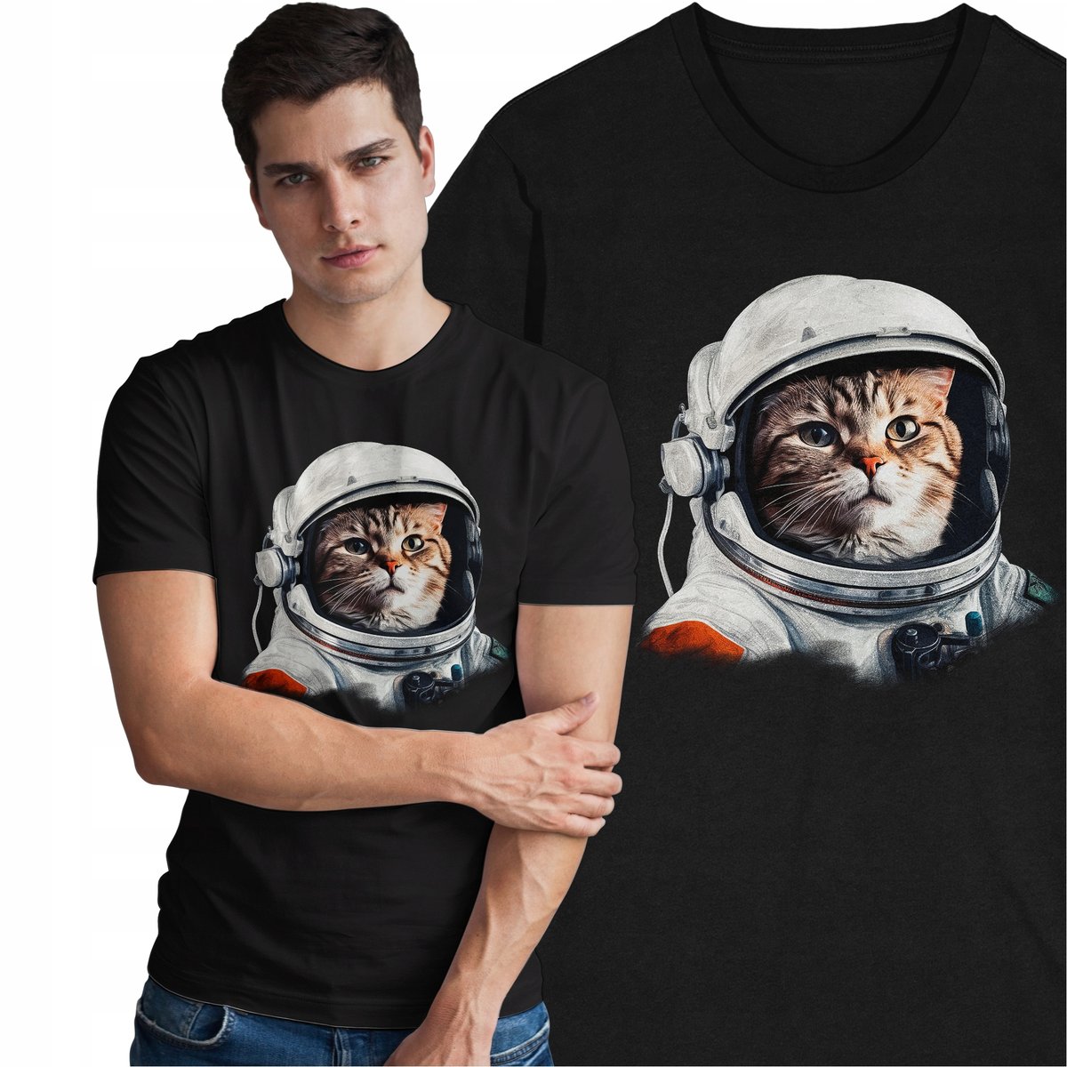 Koszulka Kot Astronauta Kotek Kosmonauta Ziemia Zwierzęta Kosmos