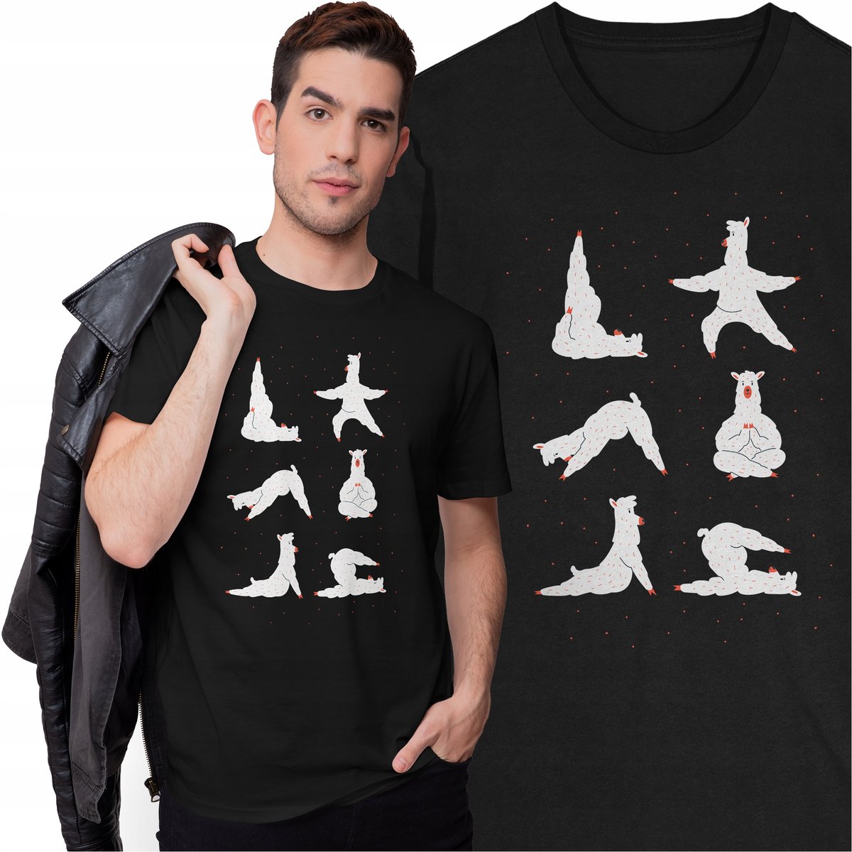 Koszulka Lama Yoga Joga Medytacja Równowaga Sport Zwierzęta Trening