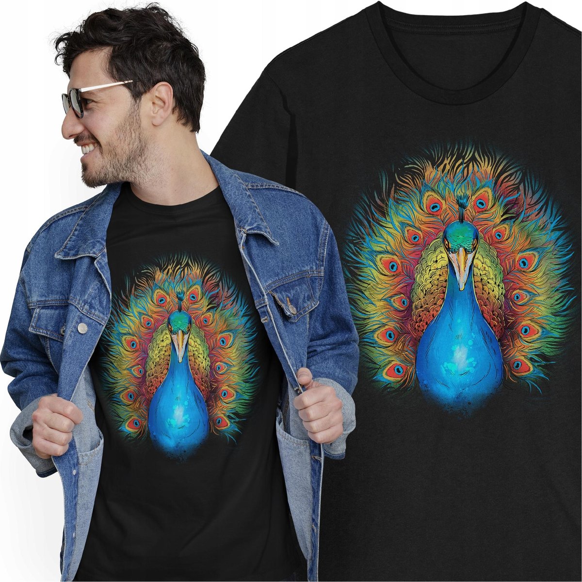 Koszulka Paw Królewski Kolory Ptak Zwierzęta Tęcza LGBTQ+ Kolory Tęczy