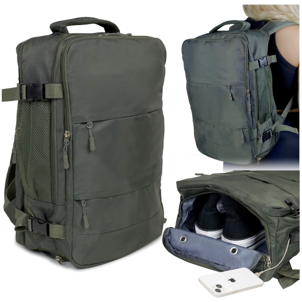 Plecak turystyczny podróżny bagaż podręczny do samolotu - Zieleń