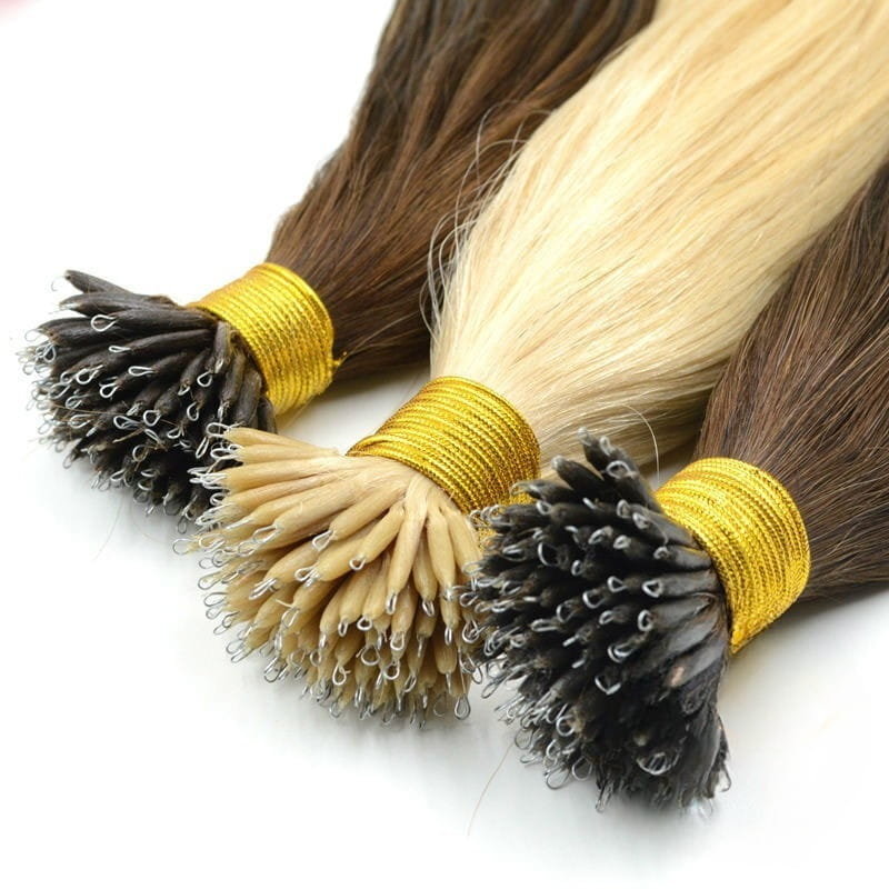 Włosy naturalne doczepiane na nanoringi 20 pasemek 52 cm.