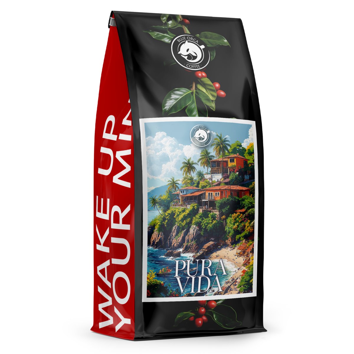 Kawa ziarnista 1kg  - PURA VIDA 100% Arabica - ŚWIEŻO PALONA BLUE ORCA