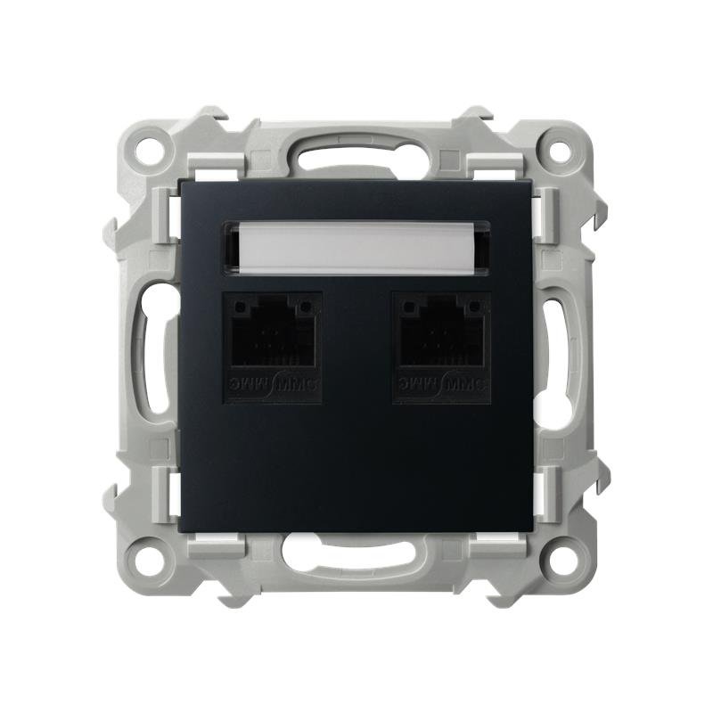 Ospel Szafir czarny - gniazdo komputerowe kat.5e Rj-45 GPK-2Z/K/m/33