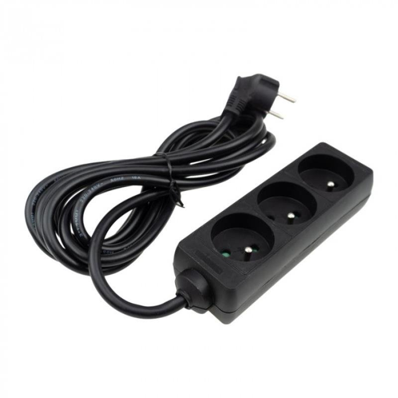 Przedłużacz 3 gniazda 3m z/u 3x1.5mm2 czarne