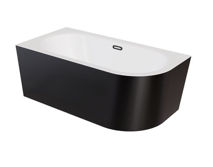 Wanna narożna lewa Besco Avita A-line 160x75 cm czarny połysk syfon klik-klak grafitowy z przelewem slim WAA-16ABLGS