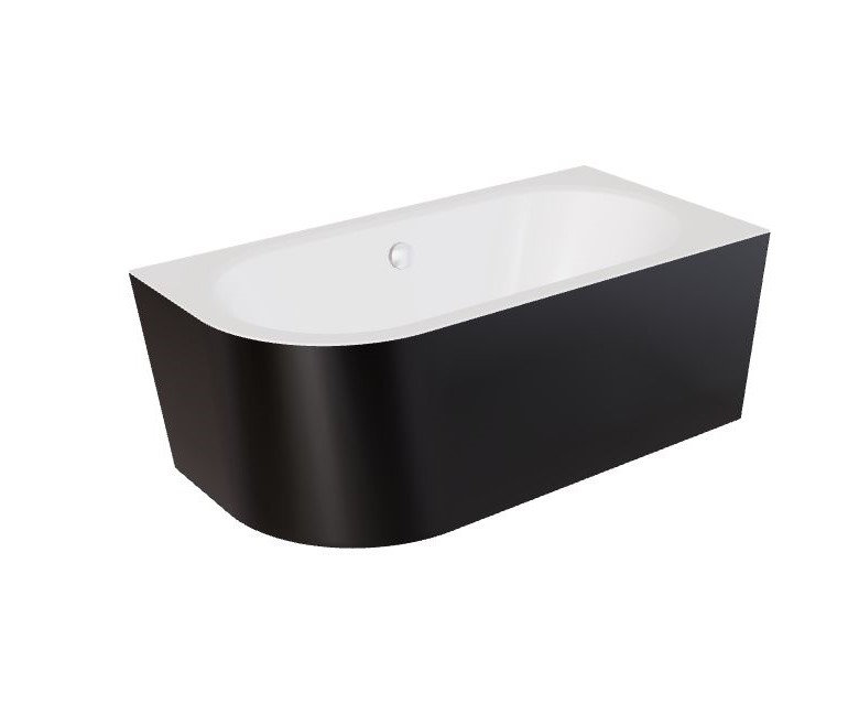 Wanna narożna prawa Besco Avita A-line 170x75 cm czarny połysk syfon chrom z napełnieniem przez przelew WAA-17ABPN