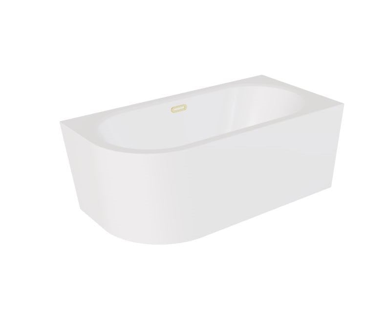 Wanna narożna prawa Besco Avita A-line 150x75 cm biały połysk syfon klik-klak złoty z przelewem slim WAA-150APZS