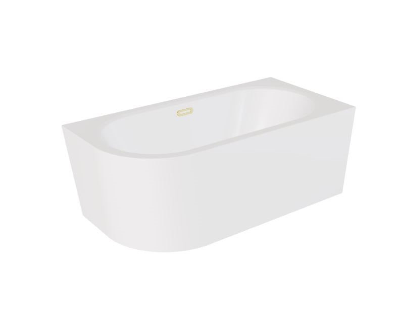 Wanna narożna prawa Besco Avita A-line 160x75 cm biały połysk syfon klik-klak złoty z przelewem slim WAA-160APZS