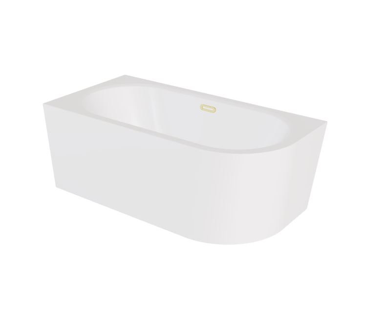 Wanna narożna lewa Besco Avita A-line 160x75 cm biały połysk syfon klik-klak złoty z przelewem slim WAA-160ALZS