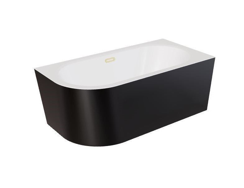 Wanna narożna prawa Besco Avita A-line 160x75 cm czarny połysk syfon klik-klak złoty z przelewem slim WAA-16ABPZS