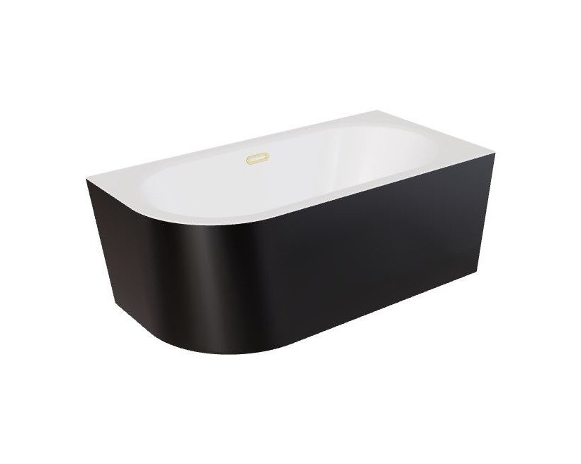 Wanna narożna prawa Besco Avita A-line 170x75 cm czarny połysk syfon klik-klak złoty z przelewem slim WAA-17ABPZS