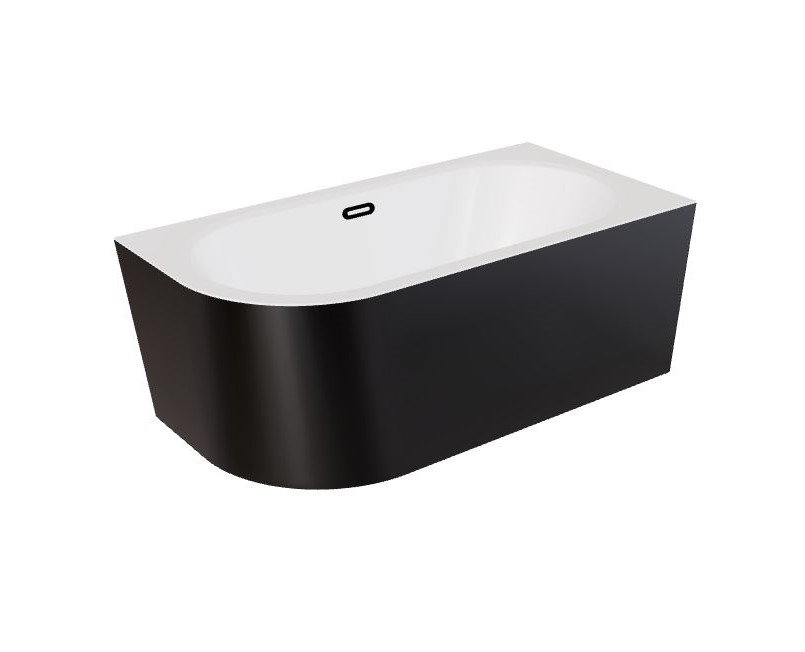 Wanna narożna prawa Besco Avita A-line 150x75 cm czarny połysk syfon klik-klak czarny z przelewem slim WAA-15ABPCS