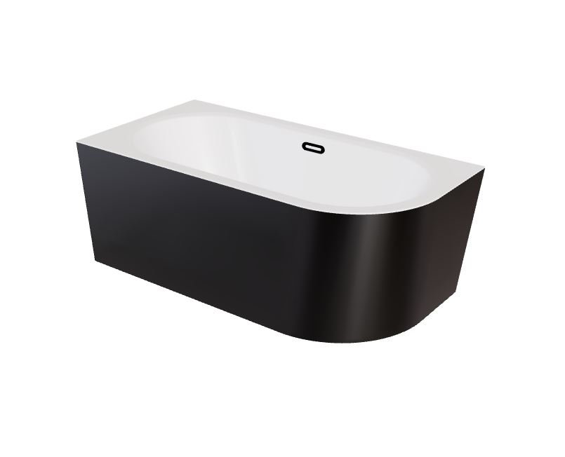 Wanna narożna lewa Besco Avita A-line 160x75 cm czarny połysk syfon klik-klak czarny z przelewem slim WAA-16ABLCS