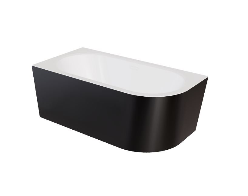Wanna narożna lewa Besco Avita A-line 150x75 cm czarny połysk syfon klik-klak biały z przelewem slim WAA-15ABLBS