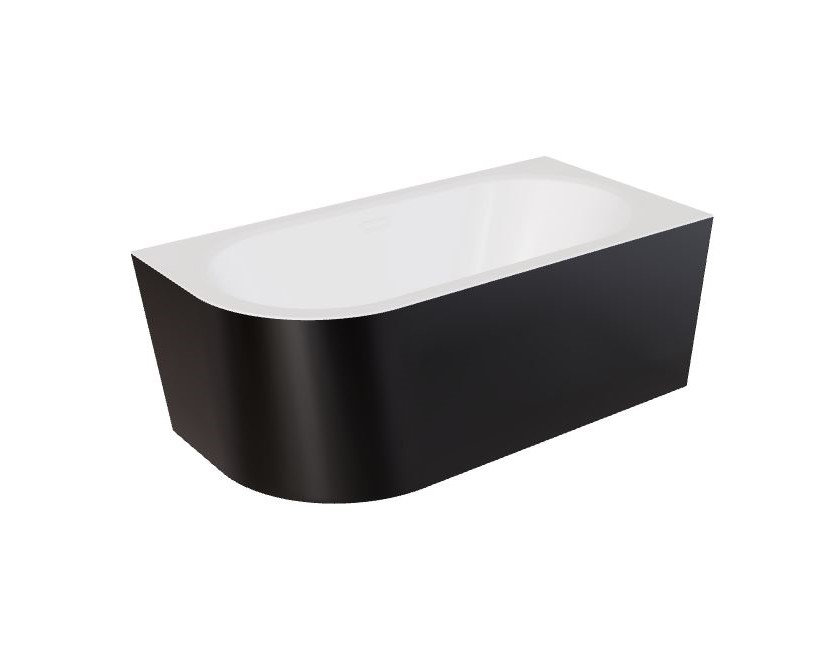 Wanna narożna prawa Besco Avita A-line 160x75 cm czarny połysk syfon klik-klak biały z przelewem slim WAA-16ABPBS