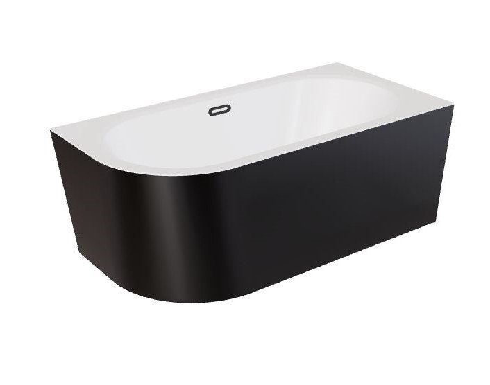 Wanna narożna prawa Besco Avita A-line 150x75 cm czarny połysk syfon klik-klak grafitowy z przelewem slim WAA-15ABPGS