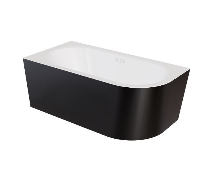 Wanna narożna lewa Besco Avita A-line 170x75 cm czarny połysk syfon klik-klak chrom z przelewem slim WAA-17ABLS