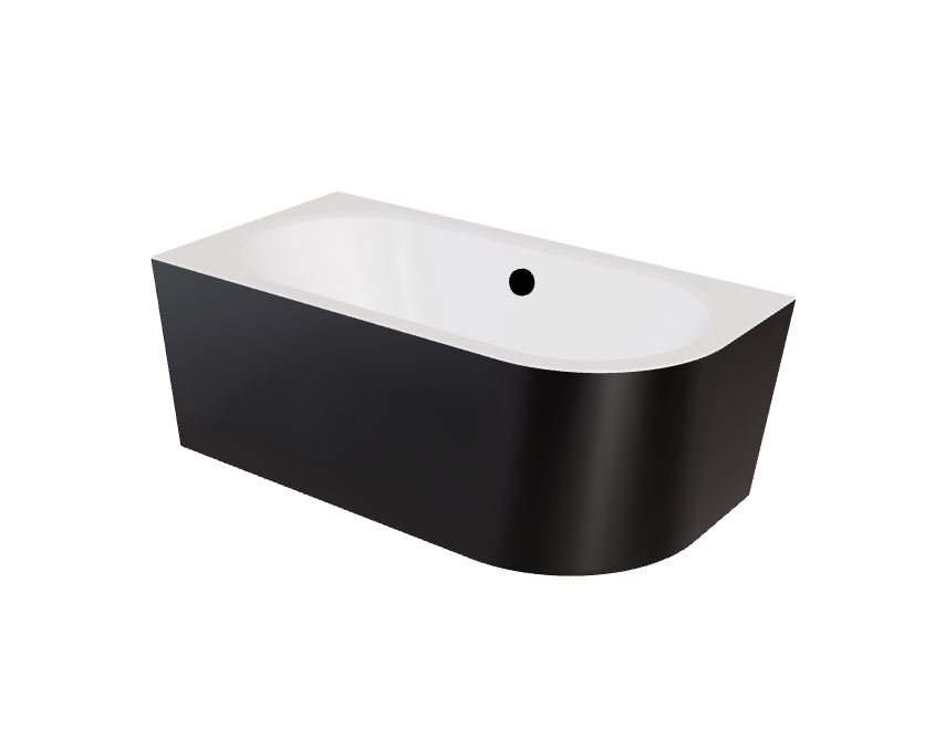 Wanna narożna lewa Besco Avita A-line 160x75 cm czarny połysk syfon czarny z napełnieniem przez przelew WAA-16ABLCN