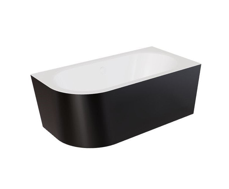 Wanna narożna prawa Besco Avita A-line 160x75 cm czarny połysk syfon biały z napełnieniem przez przelew WAA-16ABPBN