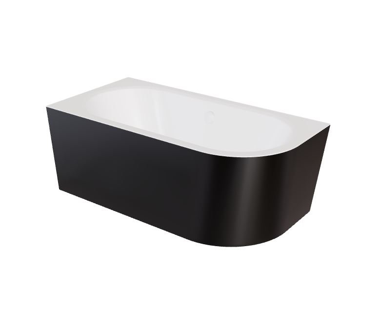Wanna narożna lewa Besco Avita A-line 170x75 cm czarny połysk syfon biały z napełnieniem przez przelew WAA-17ABLBN