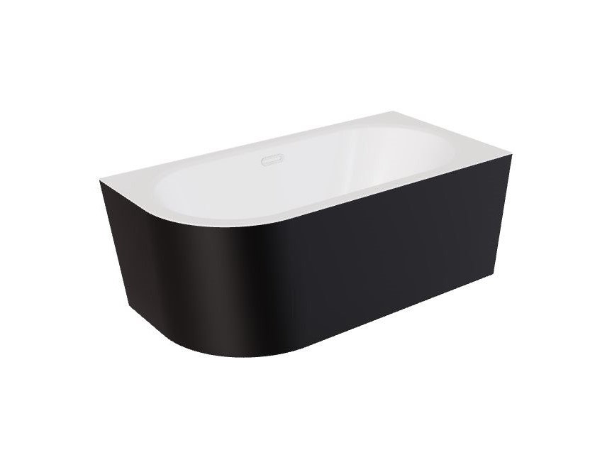 Wanna narożna prawa Besco Avita A-line 150x75 cm czarny mat syfon klik-klak chrom z przelewem slim WAA-15AMPS