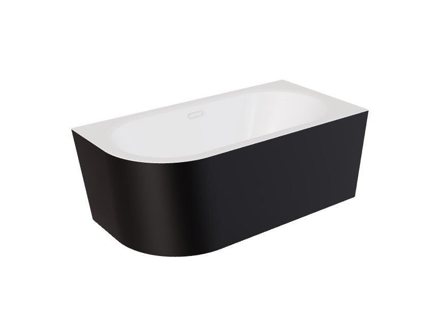 Wanna narożna prawa Besco Avita A-line 160x75 cm czarny mat syfon klik-klak chrom z przelewem slim WAA-16AMPS